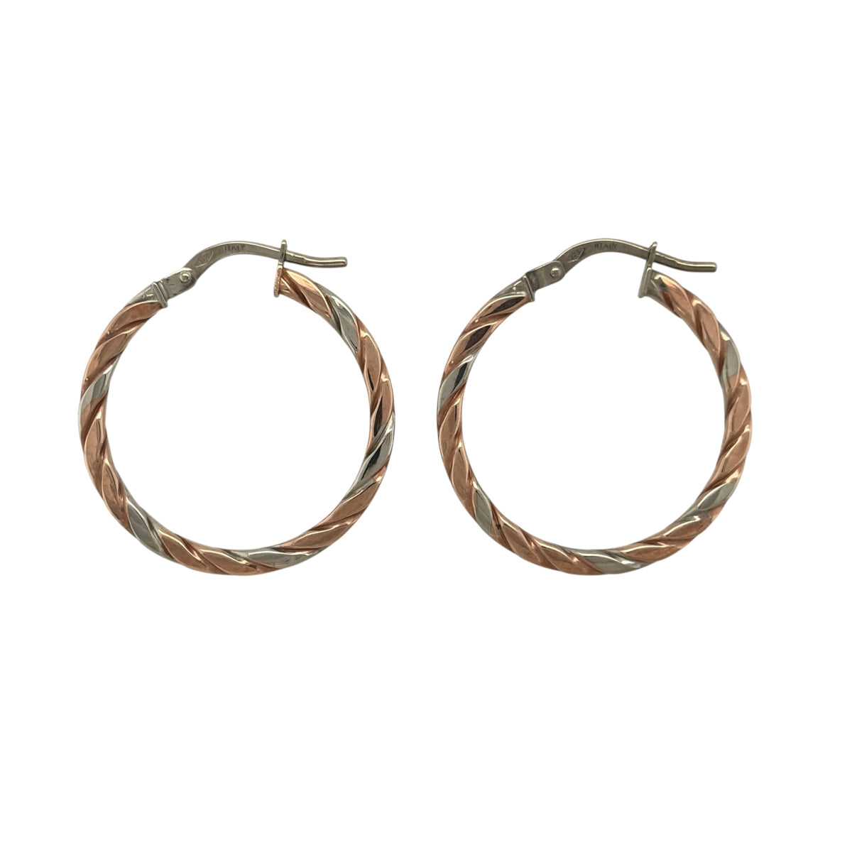 9ct Gold Twisted Flat Hoop Creole Earrings