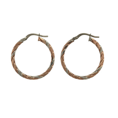 9ct Gold Twisted Flat Hoop Creole Earrings