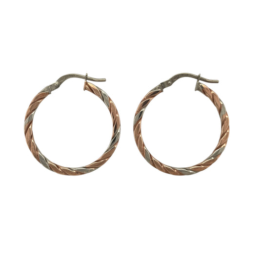 9ct Gold Twisted Flat Hoop Creole Earrings