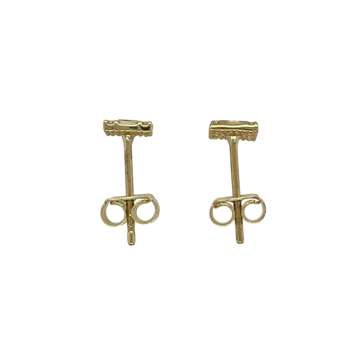9ct Gold & Cubic Zirconia Rectangle Cluster Stud Earrings