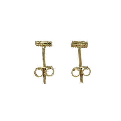 9ct Gold & Cubic Zirconia Rectangle Cluster Stud Earrings