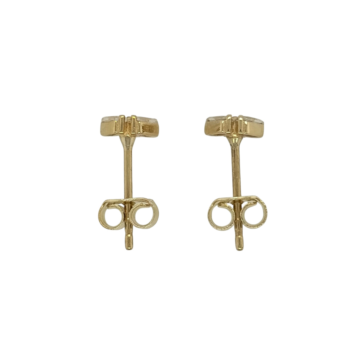 9ct Gold & Cubic Zirconia Triangle Cluster Stud Earrings