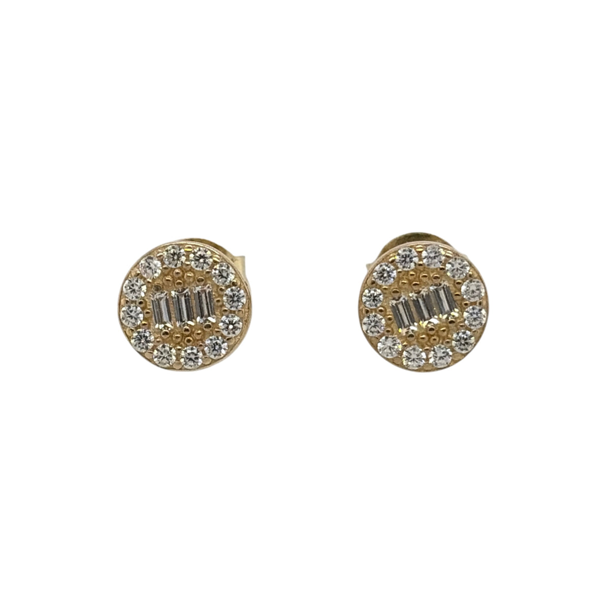 New 9ct Yellow Gold &amp; Cubic Zirconia Round Cluster Stud Earrings with the weight 1 gram and the face of the stud is 7mm diameter