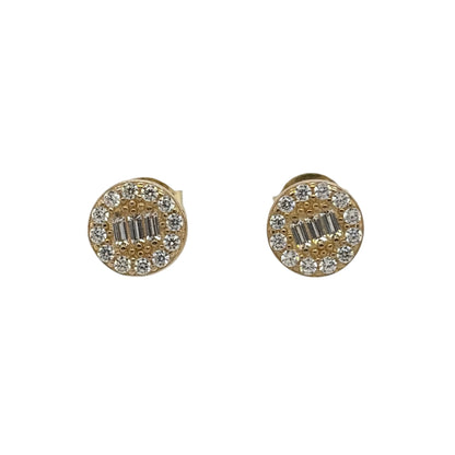 New 9ct Yellow Gold &amp; Cubic Zirconia Round Cluster Stud Earrings with the weight 1 gram and the face of the stud is 7mm diameter