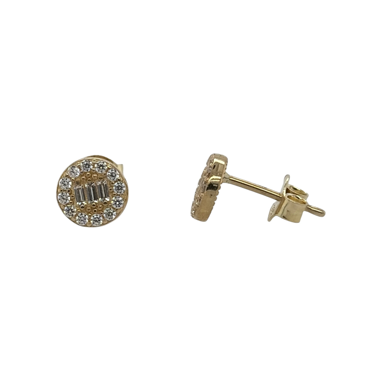 9ct Gold & Cubic Zirconia Round Cluster Stud Earrings