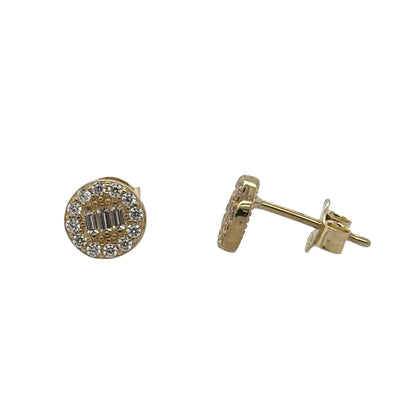 9ct Gold & Cubic Zirconia Round Cluster Stud Earrings