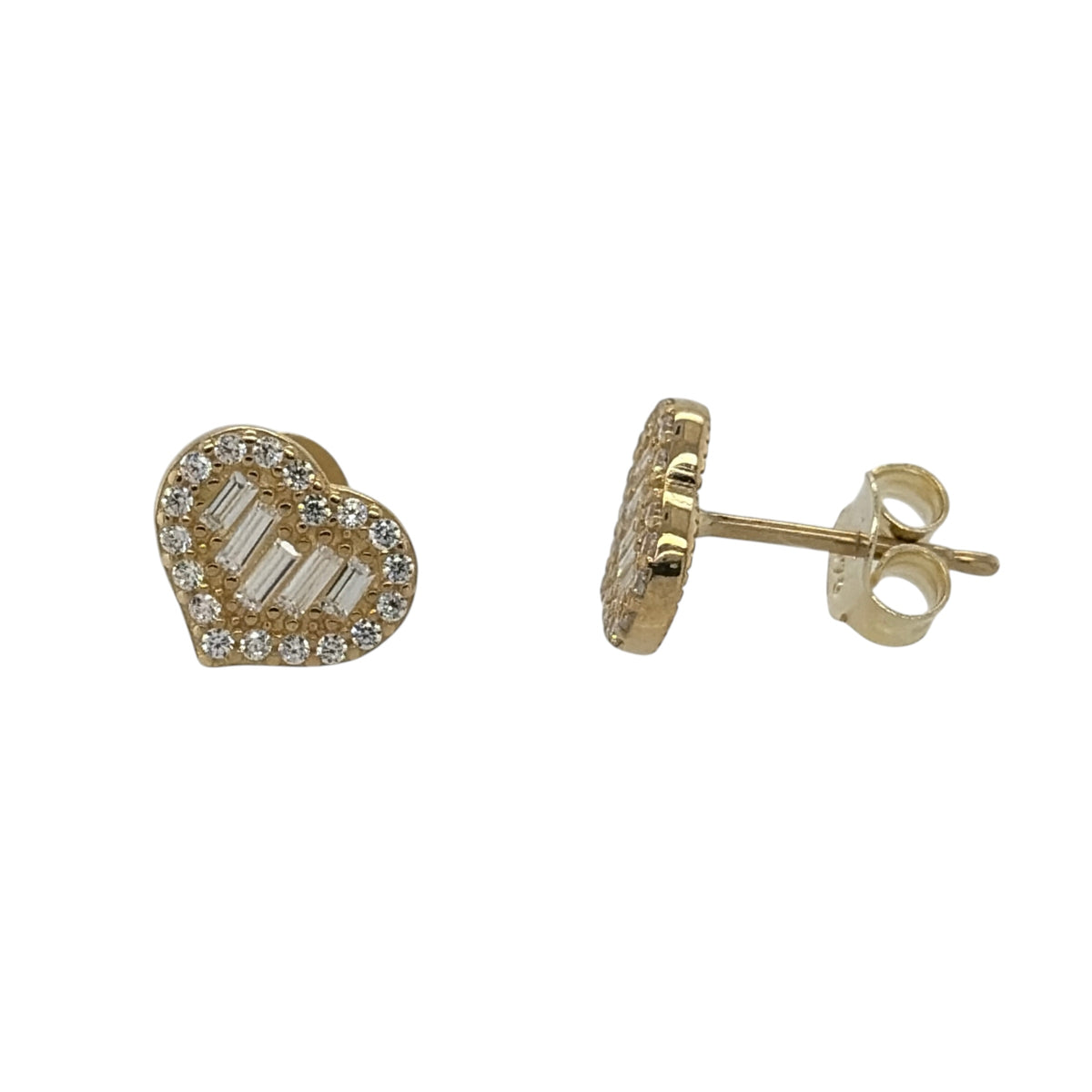 9ct Gold & Cubic Zirconia Heart Cluster Stud Earrings