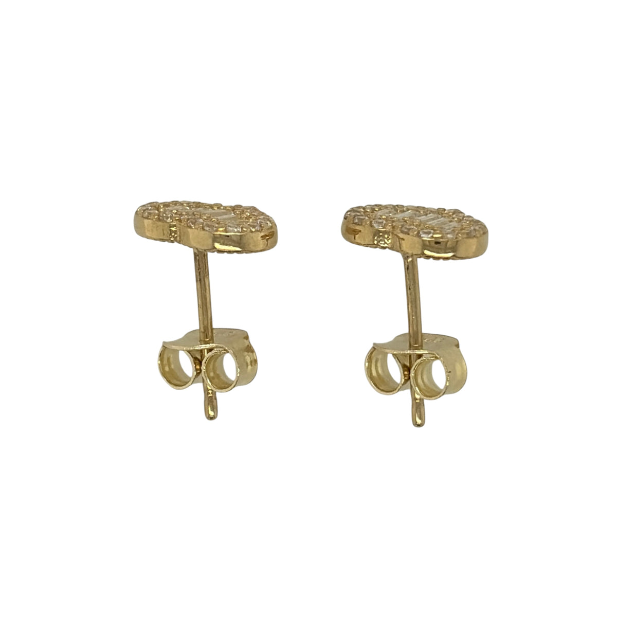 9ct Gold & Cubic Zirconia Heart Cluster Stud Earrings