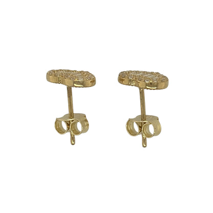 9ct Gold & Cubic Zirconia Heart Cluster Stud Earrings