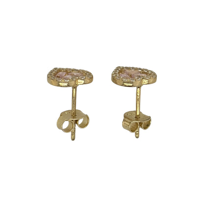 9ct Gold & Cubic Zirconia Heart Cluster Stud Earrings