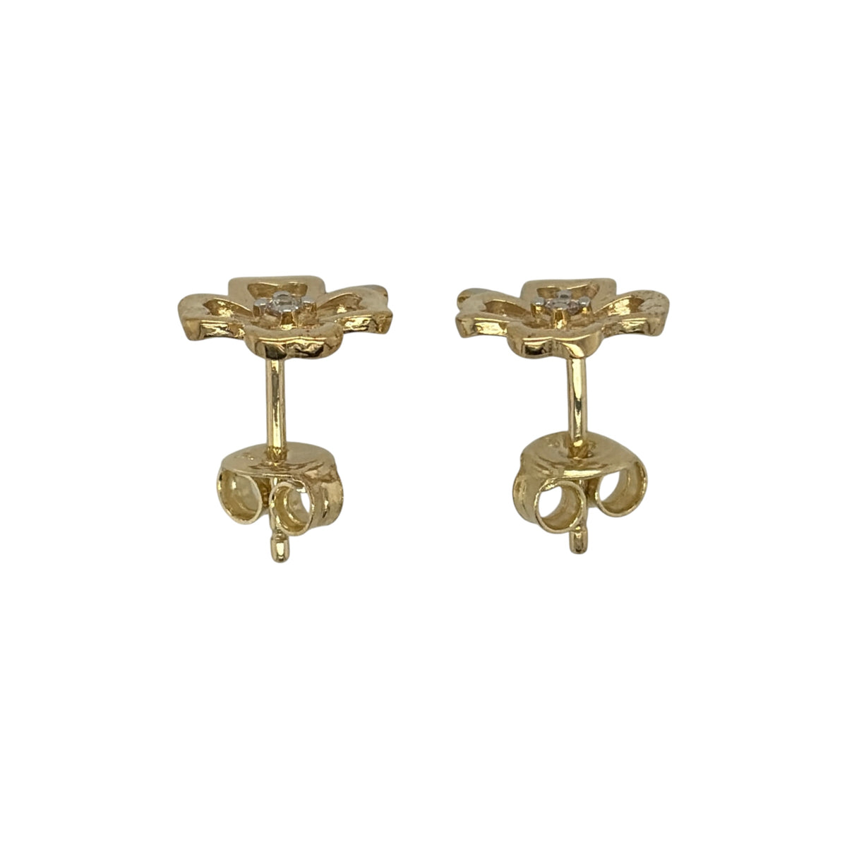 9ct Gold & Cubic Zirconia Clover Stud Earrings