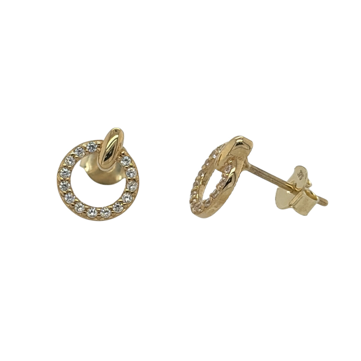 9ct Gold & Cubic Zirconia Round Stud Earrings