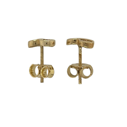 9ct Gold & Cubic Zirconia Heart Stud Earrings