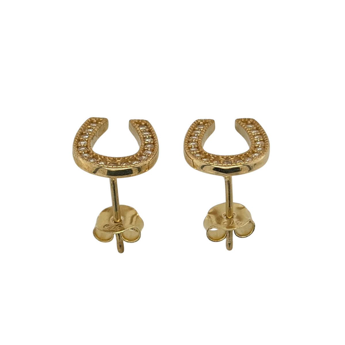9ct Gold & Cubic Zirconia Horseshoe Stud Earrings