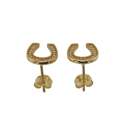 9ct Gold & Cubic Zirconia Horseshoe Stud Earrings