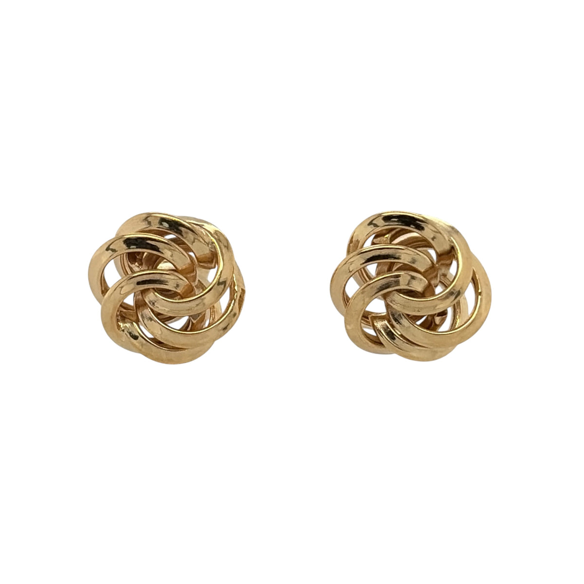 New 9ct Yellow Gold Knot Stud Earrings with the weight 1 gram and the face of the stud is 10mm diameter