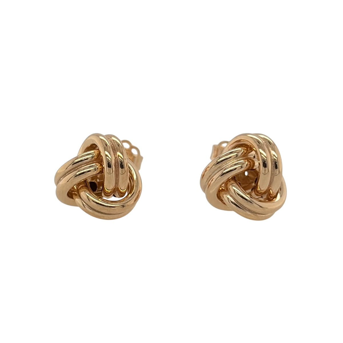 New 9ct Yellow Gold Knot Stud Earrings with the weight 1.50 grams and the face of the stud is 10mm diameter