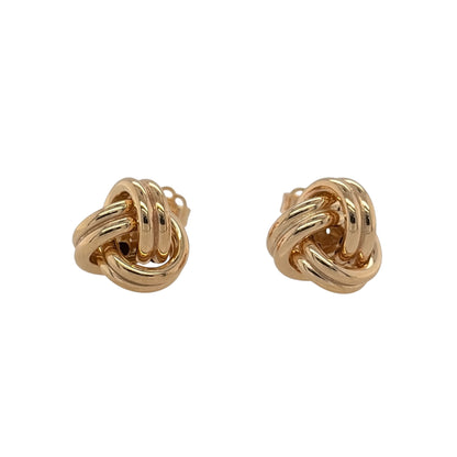 New 9ct Yellow Gold Knot Stud Earrings with the weight 1.50 grams and the face of the stud is 10mm diameter