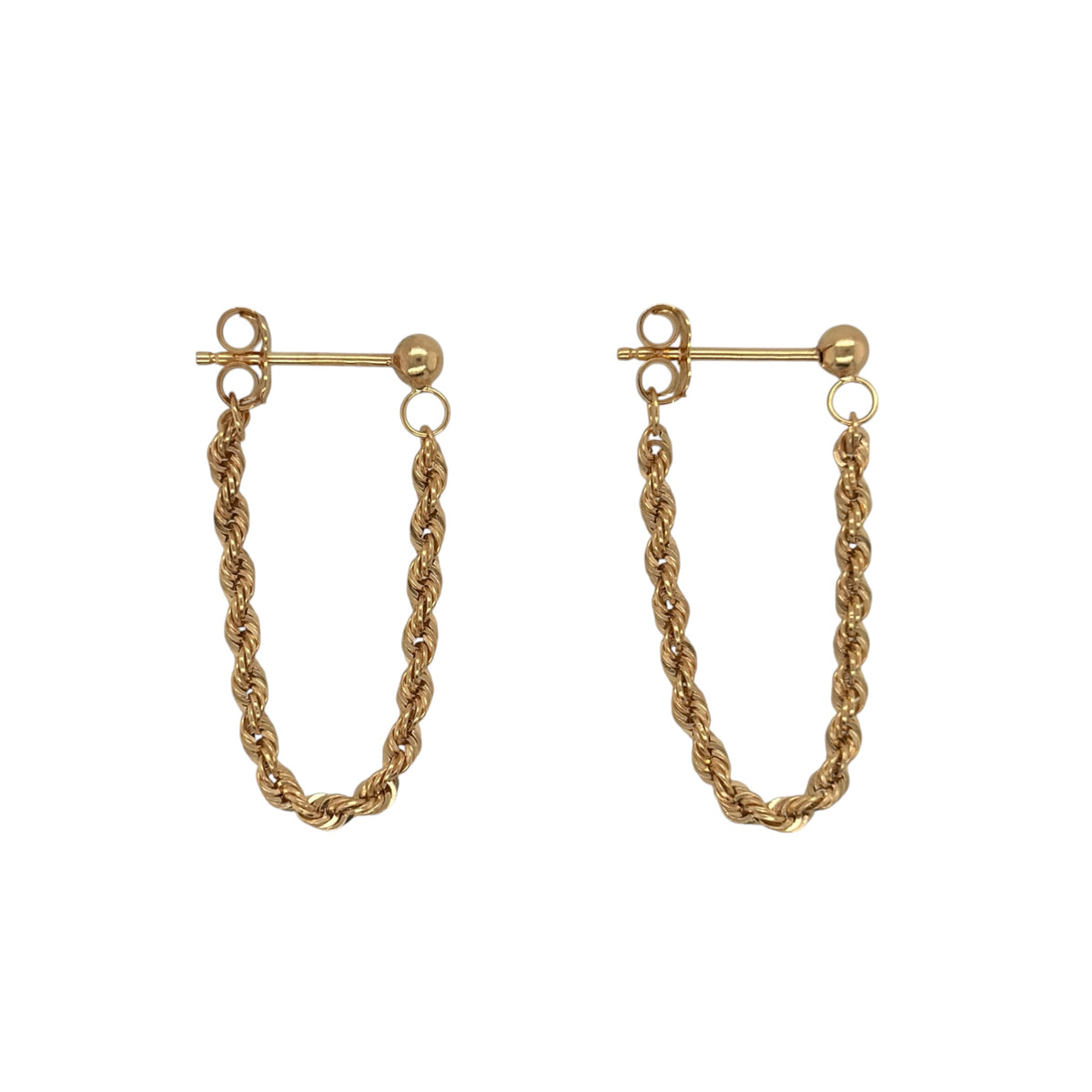 9ct Gold Rope Drop Earrings