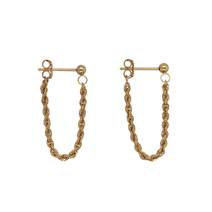 9ct Gold Rope Drop Earrings