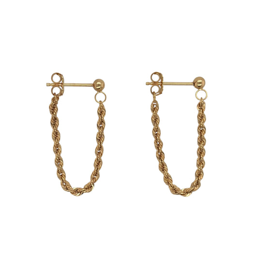 9ct Gold Rope Drop Earrings