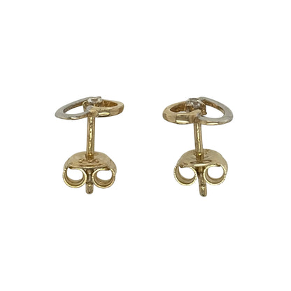 9ct Gold & Cubic Zirconia Heart Stud Earrings