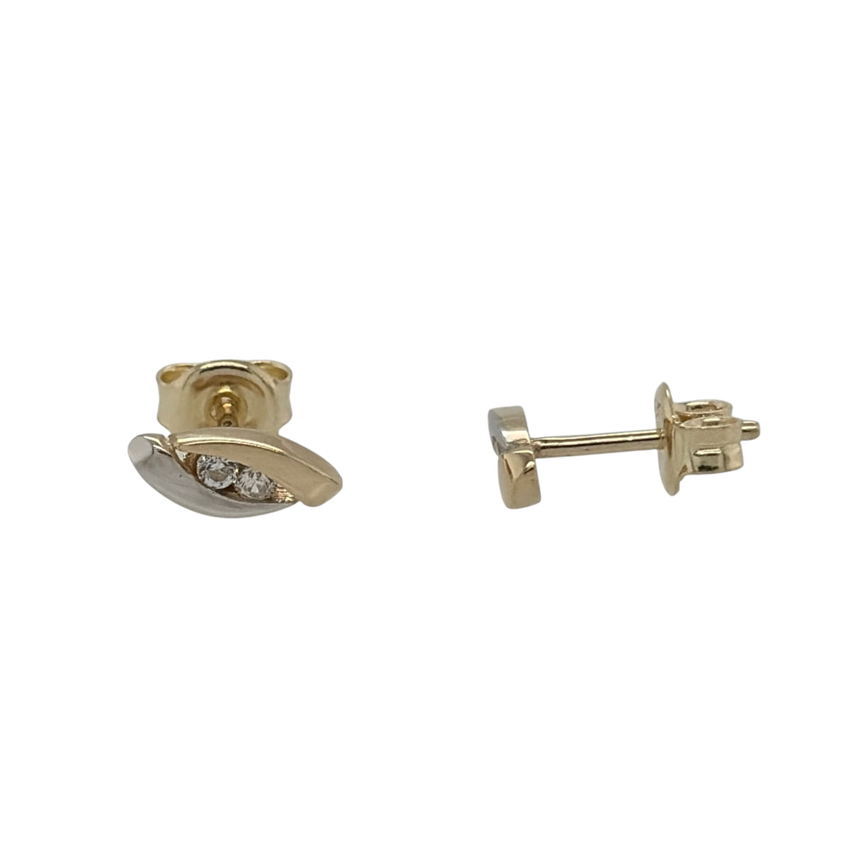 9ct Gold & Cubic Zirconia Oval Stud Earrings