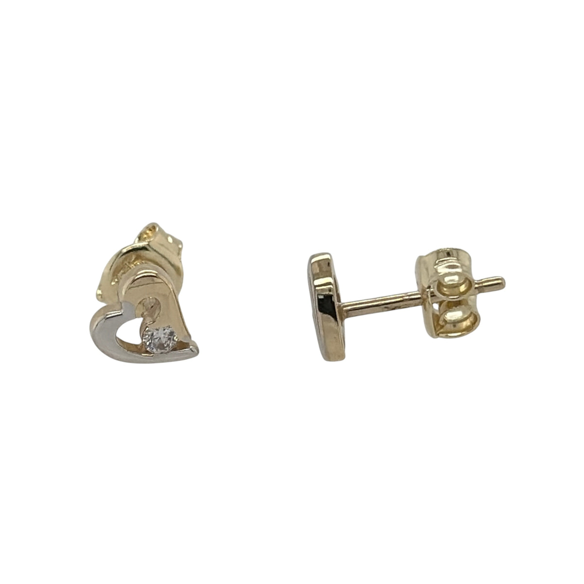 9ct Gold & Cubic Zirconia Heart Stud Earrings