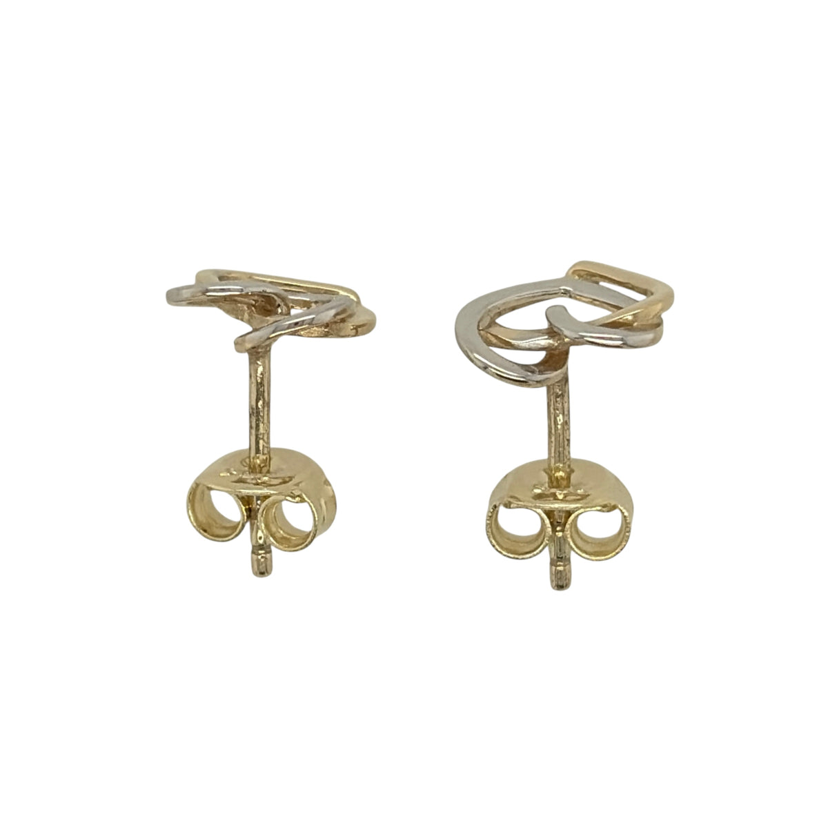 9ct Gold Double Heart Stud Earrings