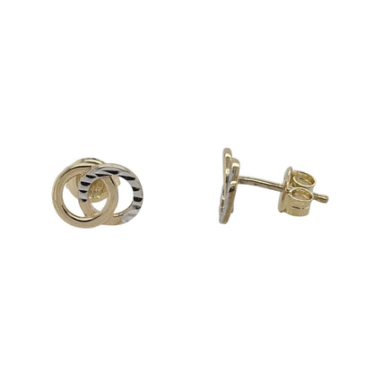9ct Gold Double Circle Stud Earrings
