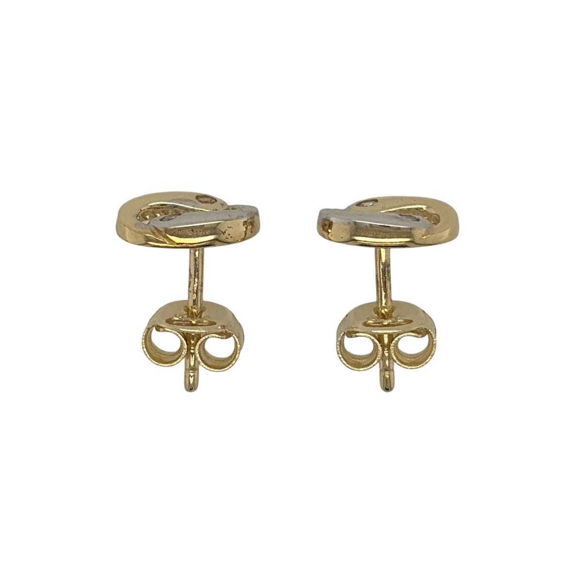 9ct Gold & Cubic Zirconia Yin and Yang Oval Stud Earrings