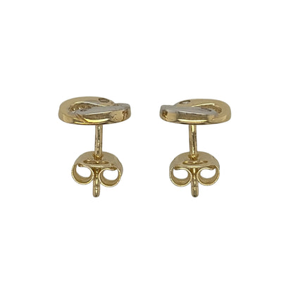 9ct Gold & Cubic Zirconia Yin and Yang Oval Stud Earrings