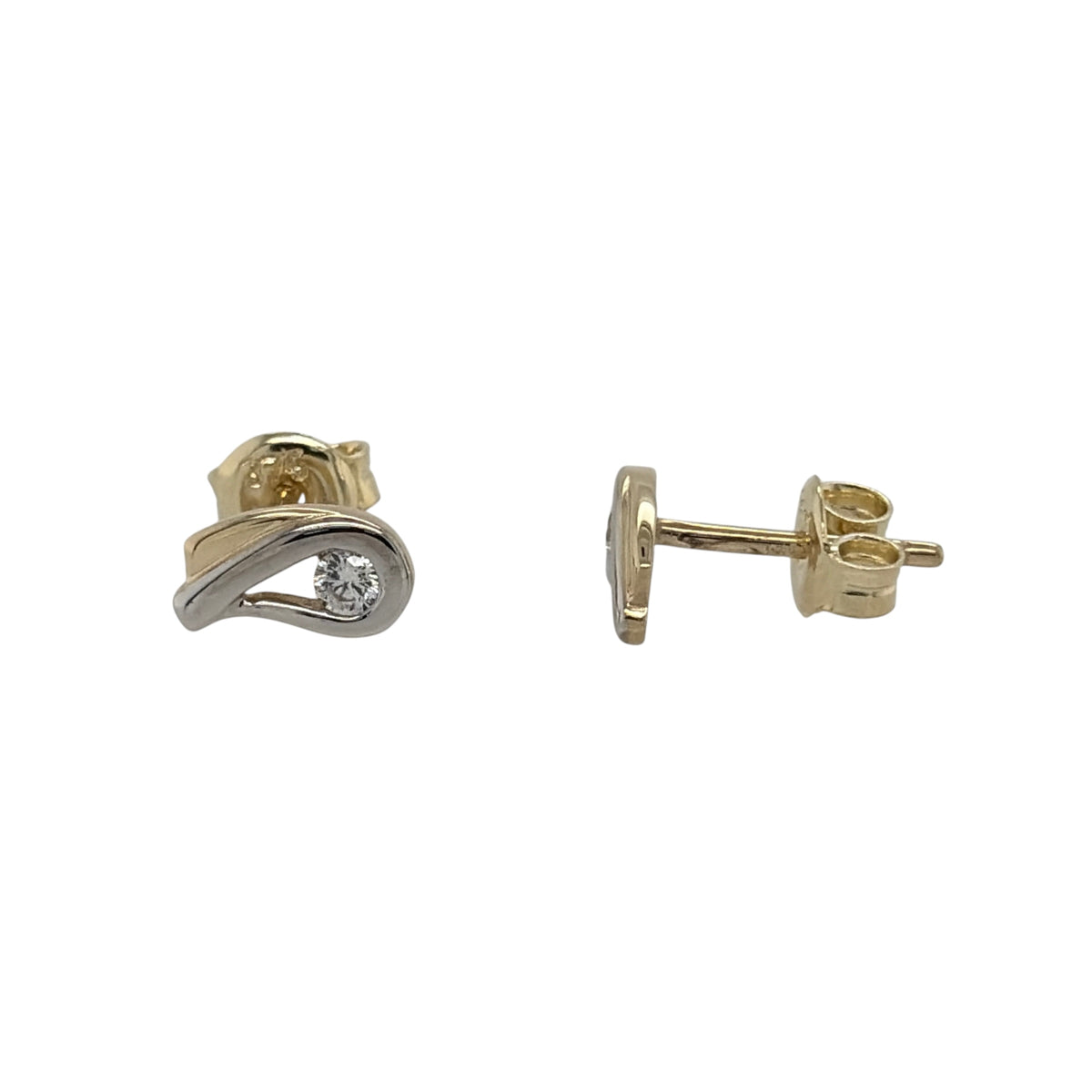 9ct Gold & Cubic Zirconia Teardrop Stud Earrings
