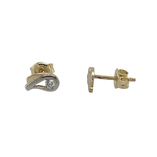 9ct Gold & Cubic Zirconia Teardrop Stud Earrings