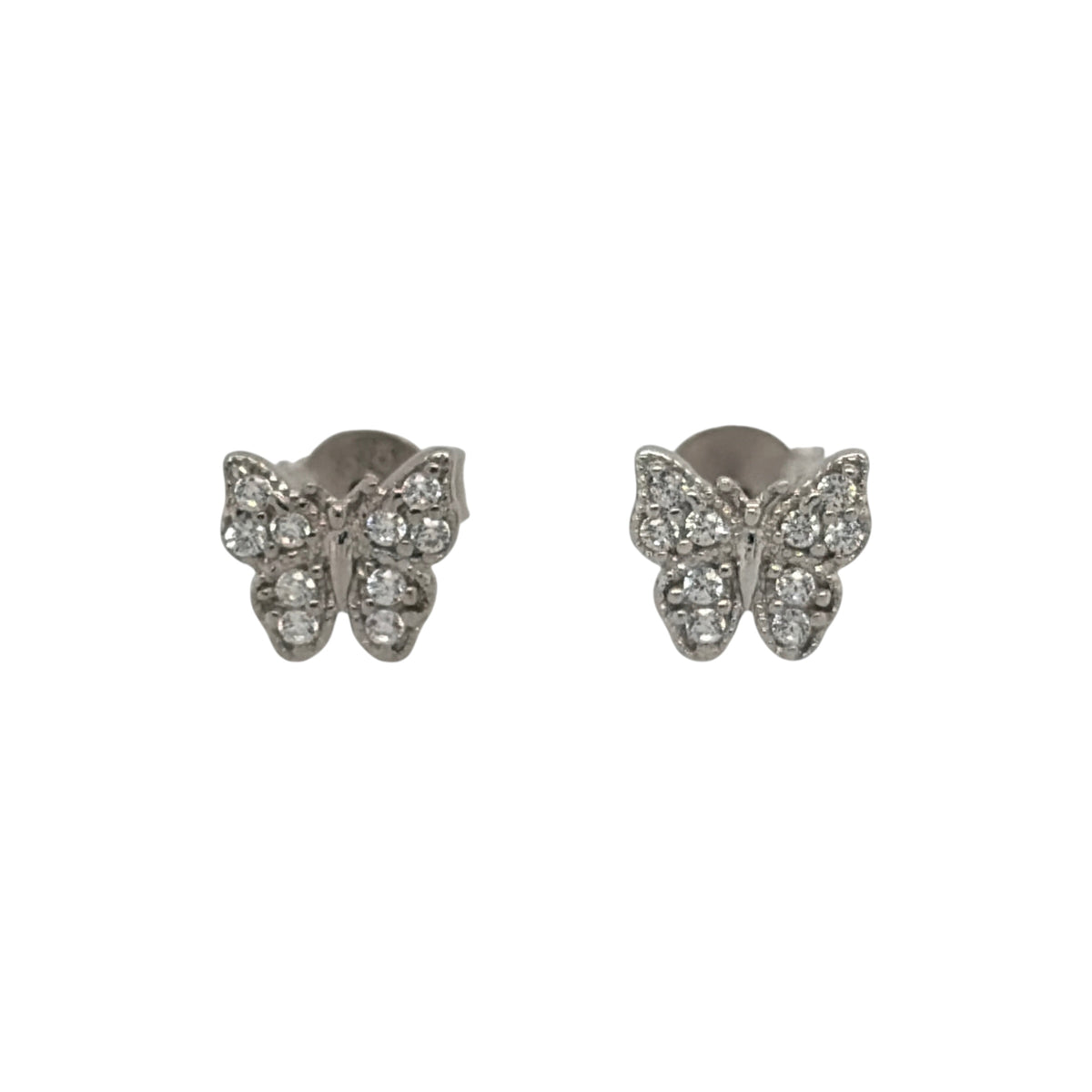 9ct White Gold & Cubic Zirconia Butterfly Stud Earrings