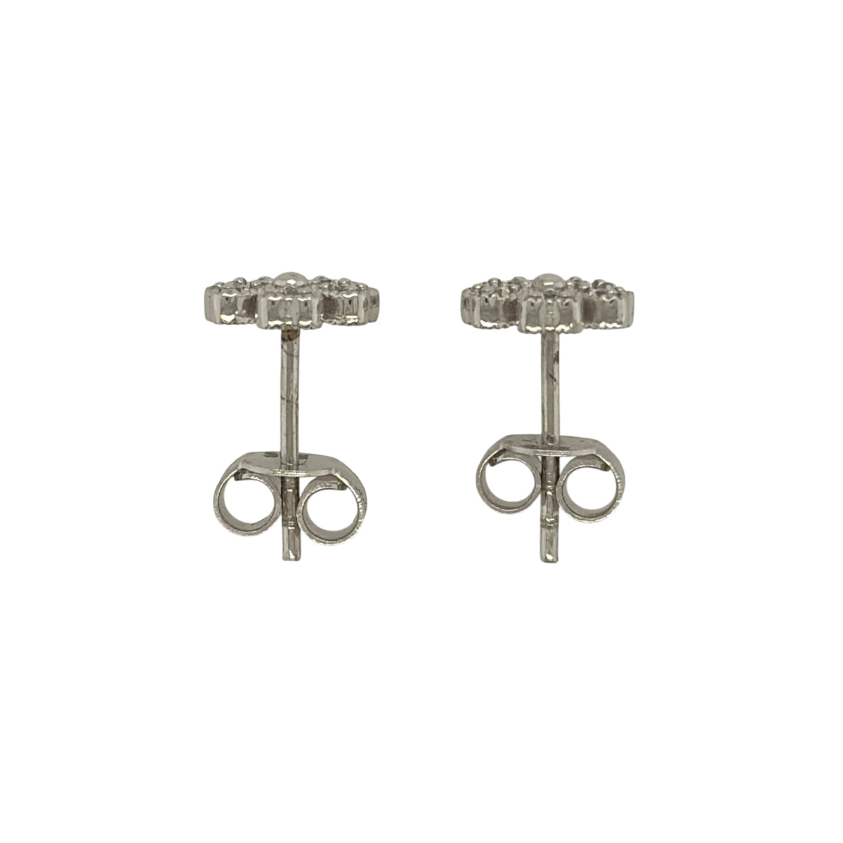 9ct White Gold & Cubic Zirconia Flower Stud Earrings