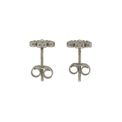 9ct White Gold & Cubic Zirconia Flower Stud Earrings