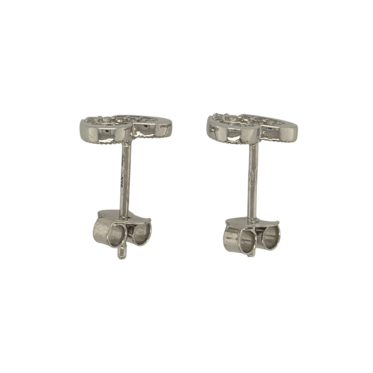 9ct White Gold & Cubic Zirconia Heart Stud Earrings