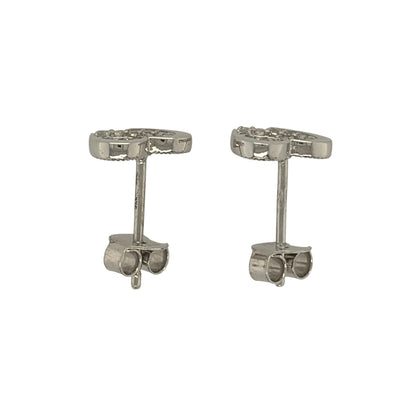 9ct White Gold & Cubic Zirconia Heart Stud Earrings