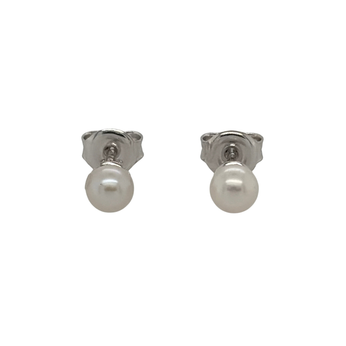 New 9ct White Gold &amp; Pearl Stud Earrings with the weight 0.80 grams and the pearl diameter is 3mm