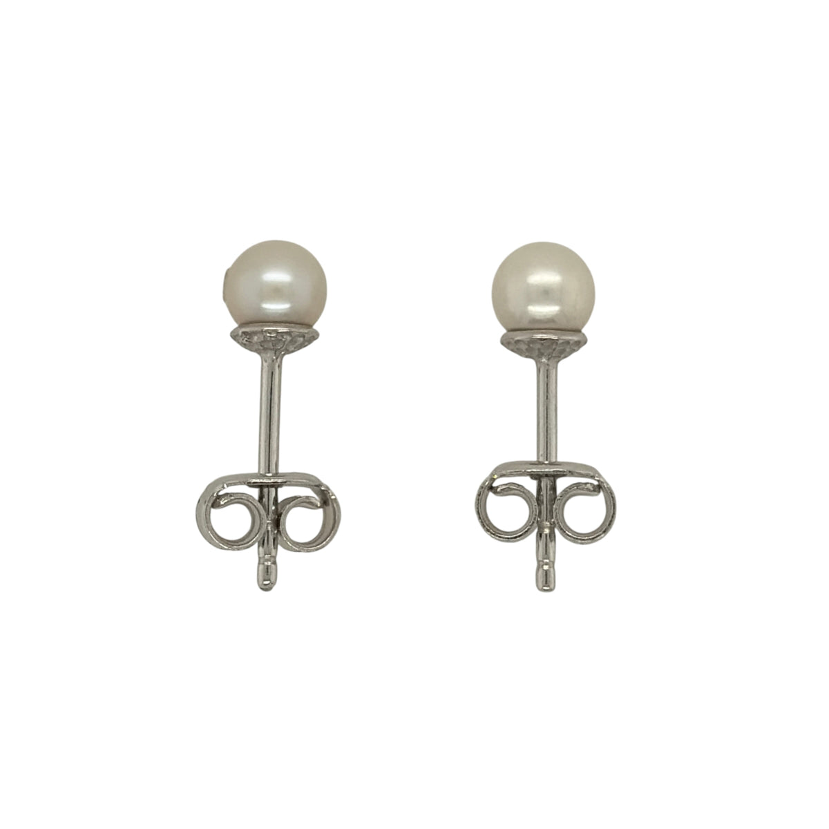 9ct White Gold & Pearl Stud Earrings
