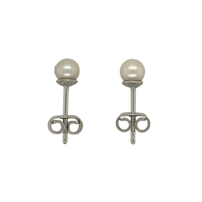 9ct White Gold & Pearl Stud Earrings