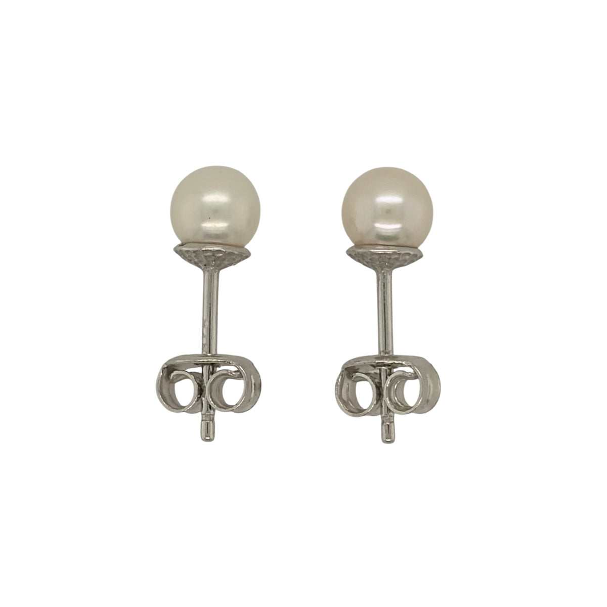 9ct White Gold & Pearl Stud Earrings