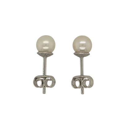 9ct White Gold & Pearl Stud Earrings