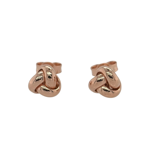 New 9ct Rose Gold Knot Stud Earrings with the weight 0.50 grams and the face of the studs are 5mm diameter