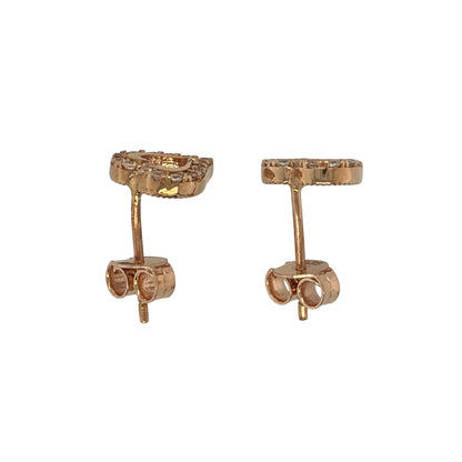 9ct Gold & Cubic Zirconia Heart Stud Earrings