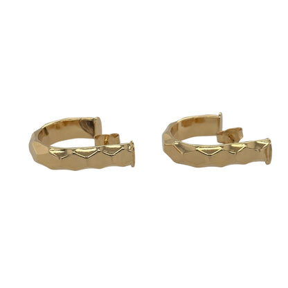 9ct Gold Textured Curved Hoop Stud Earrings