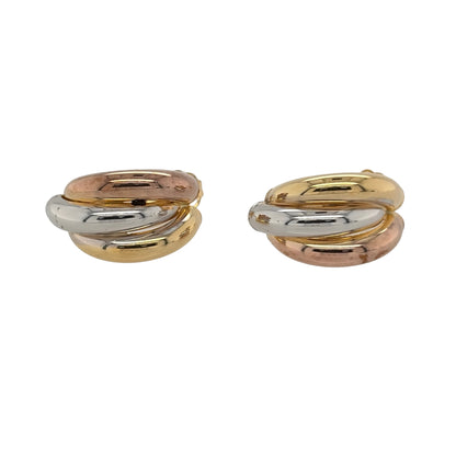 New 9ct Yellow, Rose and White Gold Three Colour Curved Stud Earrings with the weight 1.20 grams and the earrings are each approx 12mm by 10mm