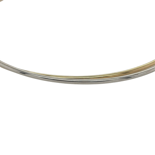 New 9ct Yellow and White Gold Double Crossover Bangle with the weight 2.80 grams and diameter 6.5cm