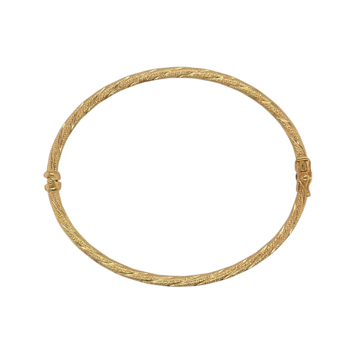 9ct Gold Textured Twist Hinged Bangle